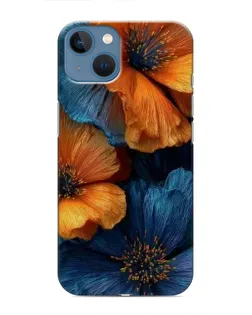Чехол для iPhone 13 с картинкой «Яркая сине-оранжевая флора»