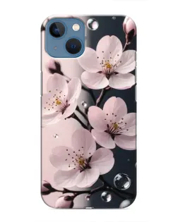 Чехол для iPhone 13 с картинкой «Нежная сакура и капли»