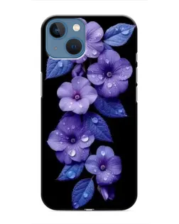 Чехол для iPhone 13 с картинкой «Фиолетовые цветы с росою»