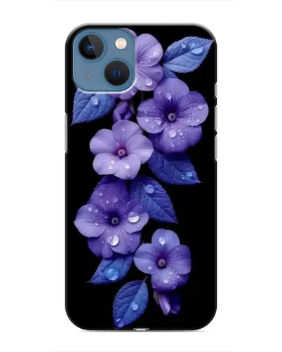 Чехол для iPhone 13 с картинкой «Фиолетовые цветы с росою»