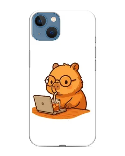 Чехол для iPhone 13 с картинкой «Капибара с ноутбуком»