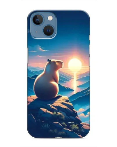 Чехол для iPhone 13 с картинкой «Закат солнца с капибарой»
