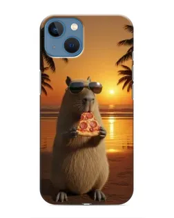 Чехол для iPhone 13 с картинкой «Капибара с пиццей» Чехол для iPhone 13 с картинкой «Капибара с пиццей»