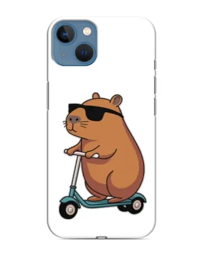 Чехол для iPhone 13 с картинкой «Капибара на самокате»