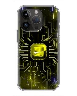 Чехол для iPhone 14 Pro Max с картинкой «Nike — золотая искра»