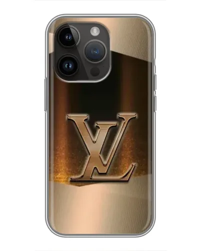 Чехол для iPhone 14 Pro Max с картинкой «LV — золотое сияние»