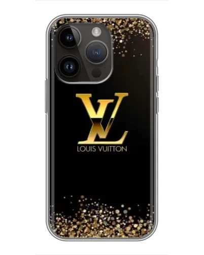Чехол для iPhone 14 Pro Max с картинкой «LV — золотые искры»