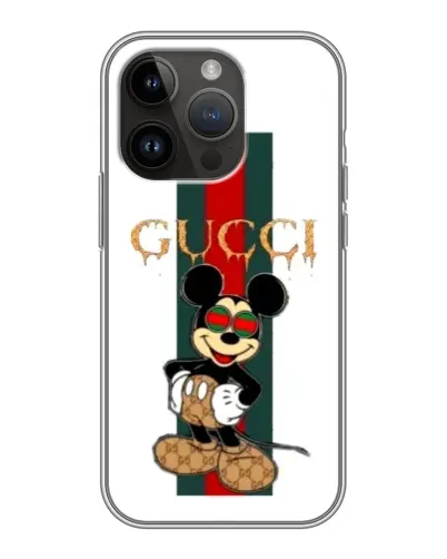 Чехол для iPhone 14 Pro Max с картинкой «Микки Маус Gucci — полосы»