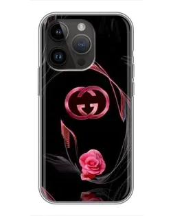 Чехол для iPhone 14 Pro Max с картинкой «Gucci — неоновая роза»