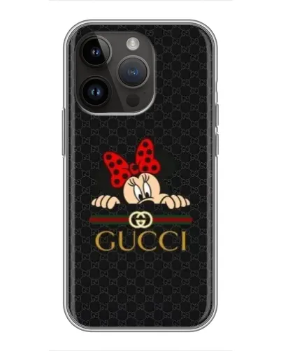 Чехол для iPhone 14 Pro Max с картинкой «Минни Маус Gucci — черный»