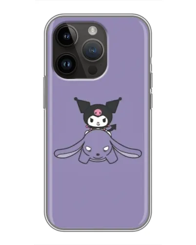 Чехол для iPhone 14 Pro Max с картинкой «Kuromi на лиловом фоне»