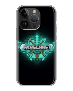 Чехол для iPhone 14 Pro Max с картинкой «Minecraft Diamond лого» Чехол для iPhone 14 Pro Max с картинкой «Minecraft Diamond лого»