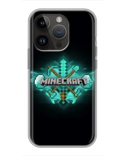 Чохол для iPhone 14 Pro Max з картинкою «Minecraft Diamond лого»