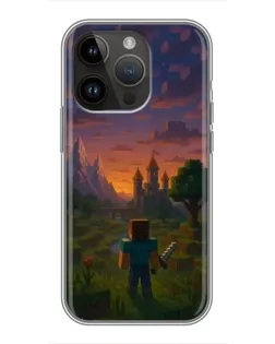 Чехол для iPhone 14 Pro Max с картинкой «Стив у башни» Чехол для iPhone 14 Pro Max с картинкой «Стив у башни»