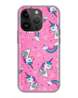 Чехол для iPhone 14 Pro Max с картинкой «Unicorn паттерн розовый»