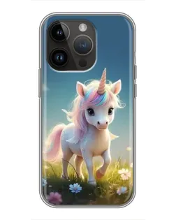 Чехол для iPhone 14 Pro Max с картинкой «Единорог на поляне»