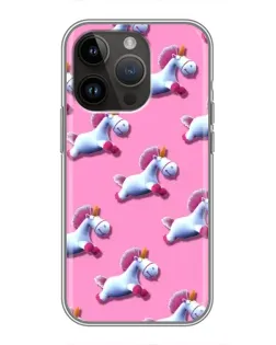 Чехол для iPhone 14 Pro Max с картинкой «Единороги на розовом»