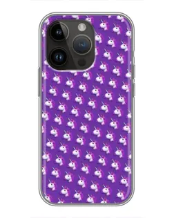 Чехол для iPhone 14 Pro Max с картинкой «Единороги на фиолетовом»