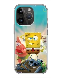 Чехол для iPhone 14 Pro Max с картинкой «Спанч Боб победитель»