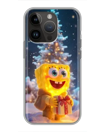 Чехол для iPhone 14 Pro Max с картинкой «Рождественский Спанч Боб»