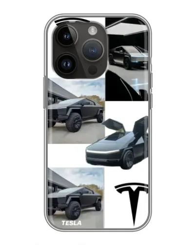 Чохол для iPhone 14 Pro Max з картинкою «Колаж Cybertruck Tesla»