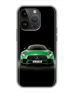 Чохол для iPhone 14 Pro Max з картинкою «Mercedes — неоновий лого»