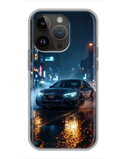 Чохол для iPhone 14 Pro Max з картинкою «Нічне місто та Audi»