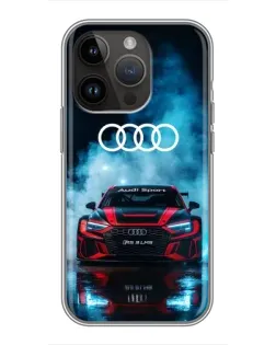 Чохол для iPhone 14 Pro Max з картинкою «Audi Sport — неон»
