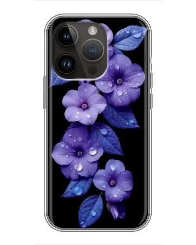 Чехол для iPhone 14 Pro Max с картинкой «Фиолетовые цветы с росою»