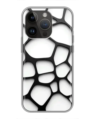 Чехол для iPhone 14 Pro Max с картинкой «Белая объемная сетка»