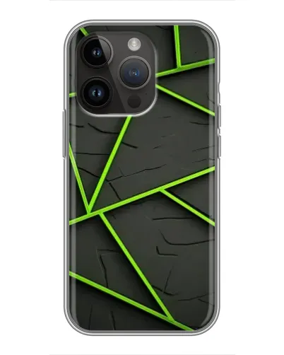 Чехол для iPhone 14 Pro Max с картинкой «Зеленые геометрические линии»
