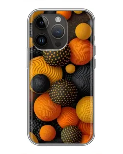 Чехол для iPhone 14 Pro Max с картинкой «Объемные оранжевые сферы»