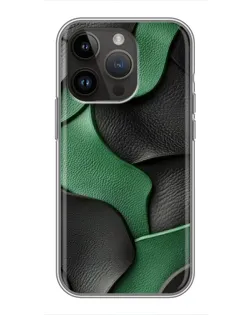 Чехол для iPhone 14 Pro Max с картинкой «Зеленые кожаные волны»