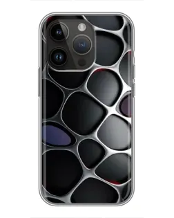 Чехол для iPhone 14 Pro Max с картинкой «Объемная темная решетка»