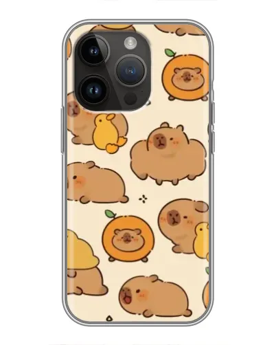Чехол для iPhone 14 Pro Max с картинкой «Капибары с апельсинами»