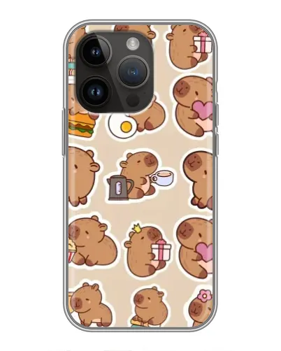 Чехол для iPhone 14 Pro Max с картинкой «Капибары паттерн»