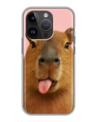 Чехол для iPhone 14 Pro Max с картинкой «Капибара с языком»