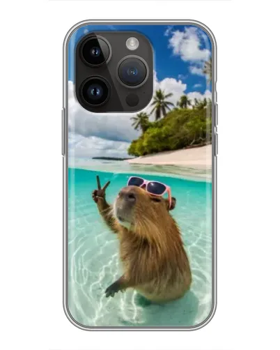 Чехол для iPhone 14 Pro Max с картинкой «Капибара на море»
