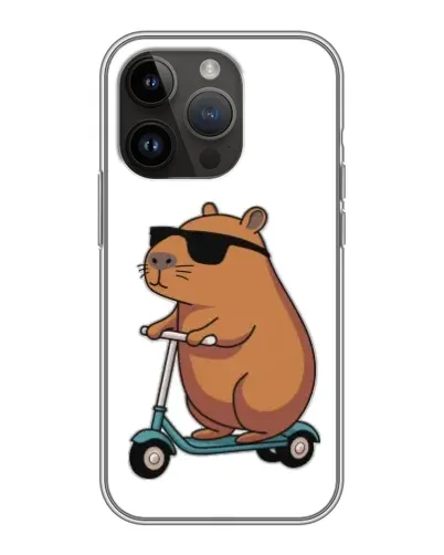 Чехол для iPhone 14 Pro Max с картинкой «Капибара на самокате»