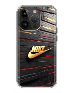 Чохол для iPhone 14 Pro з картинкою «Золотий Nike на металі» Чохол для iPhone 14 Pro з картинкою «Золотий Nike на металі»
