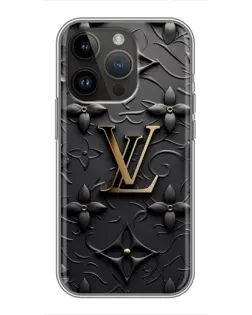 Чехол для iPhone 14 Pro с картинкой «Кожаная текстура LV»