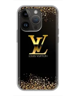 Чехол для iPhone 14 Pro с картинкой «LV — золотые искры»