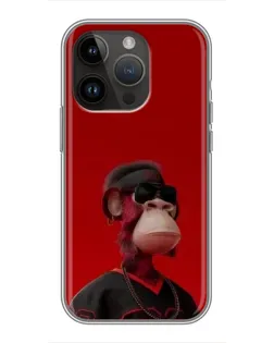 Чехол для iPhone 14 Pro с картинкой «Bored Ape в красном»