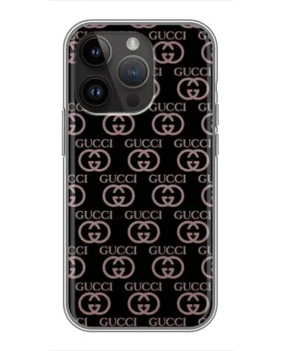 Чехол для iPhone 14 Pro с картинкой «Классическая монограмма Gucci»