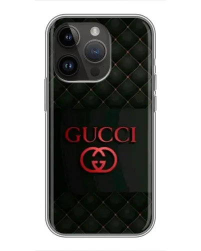 Чехол для iPhone 14 Pro с картинкой «Gucci — стеганый черный»