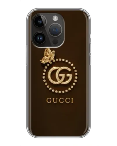 Чехол для iPhone 14 Pro с картинкой «Gucci — золотая бабочка»
