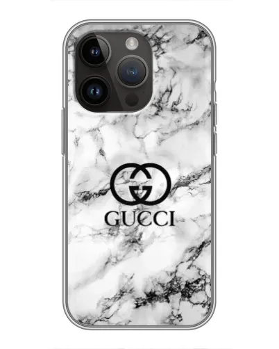 Чехол для iPhone 14 Pro с картинкой «Gucci — мраморный шик»