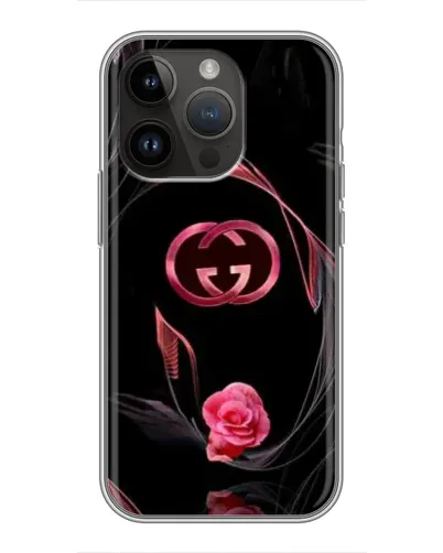 Чехол для iPhone 14 Pro с картинкой «Gucci — неоновая роза»