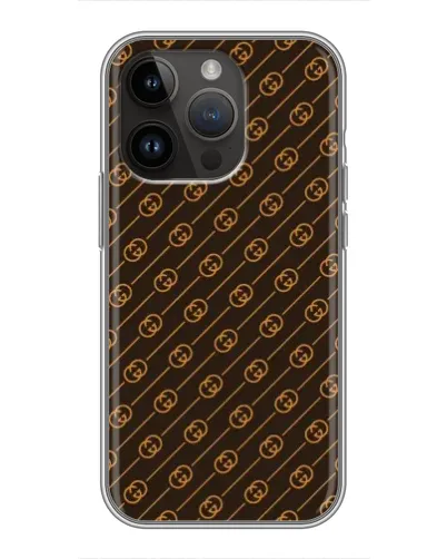 Чехол для iPhone 14 Pro с картинкой «Gucci — золотые диагонали»