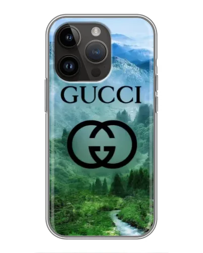 Чехол для iPhone 14 Pro с картинкой «Gucci — горный пейзаж»